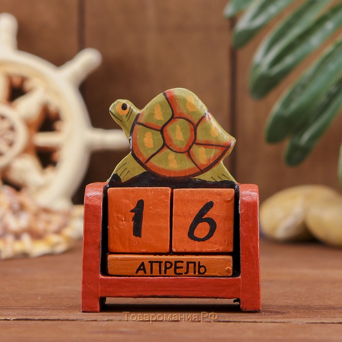 Календарь настольный "Черепаха" дерево 10х7 см