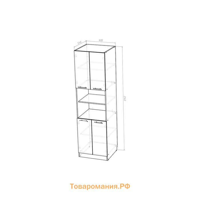 Пенал Лира 600х570х2140 с 4 дверцами  белый/Квадро шимо светлый