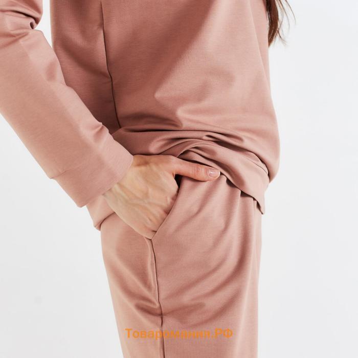 Костюм женский (худи, брюки) MINAKU: Casual Collection цвет бежевый, размер 50