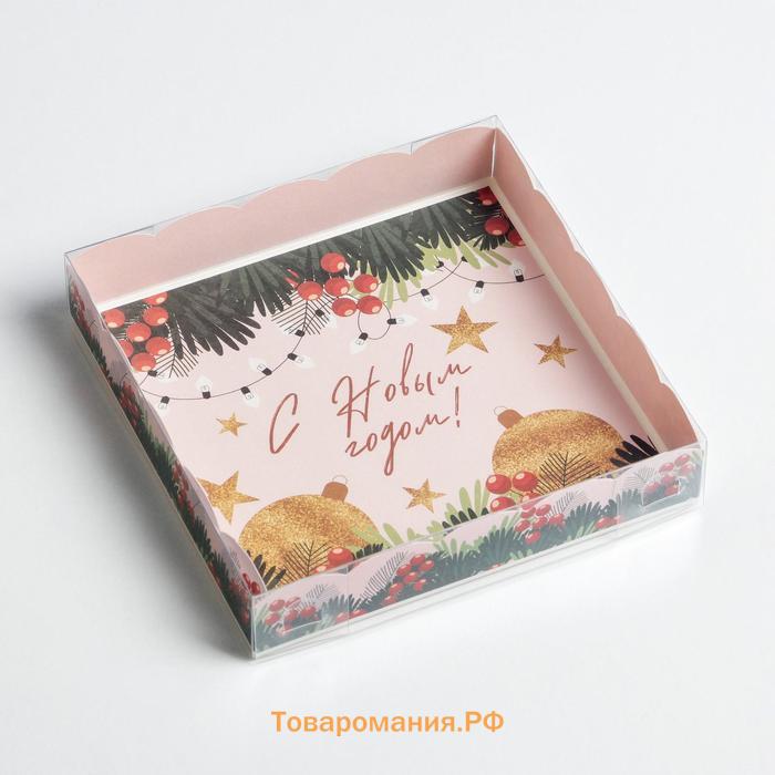 Коробка для кондитерских изделий с пластиковой крышкой «Яркие истории», 15 х 15 х 3 см