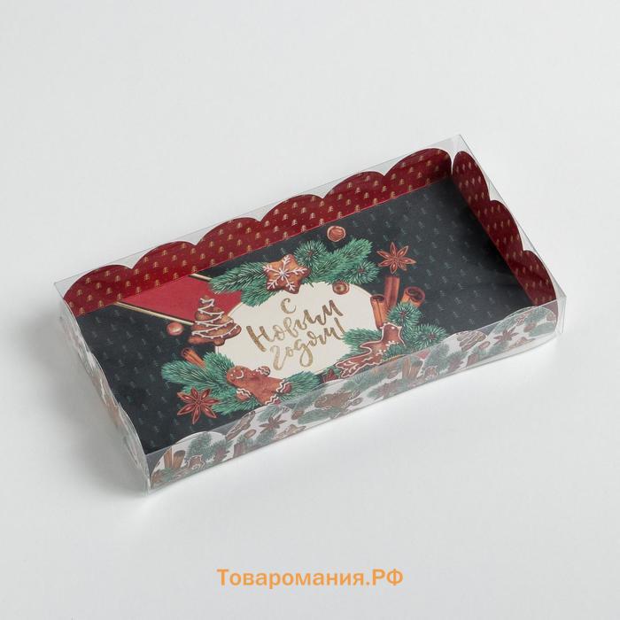 Коробка для кондитерских изделий с пластиковой крышкой «Корица», 10.5 х 21 х 3 см