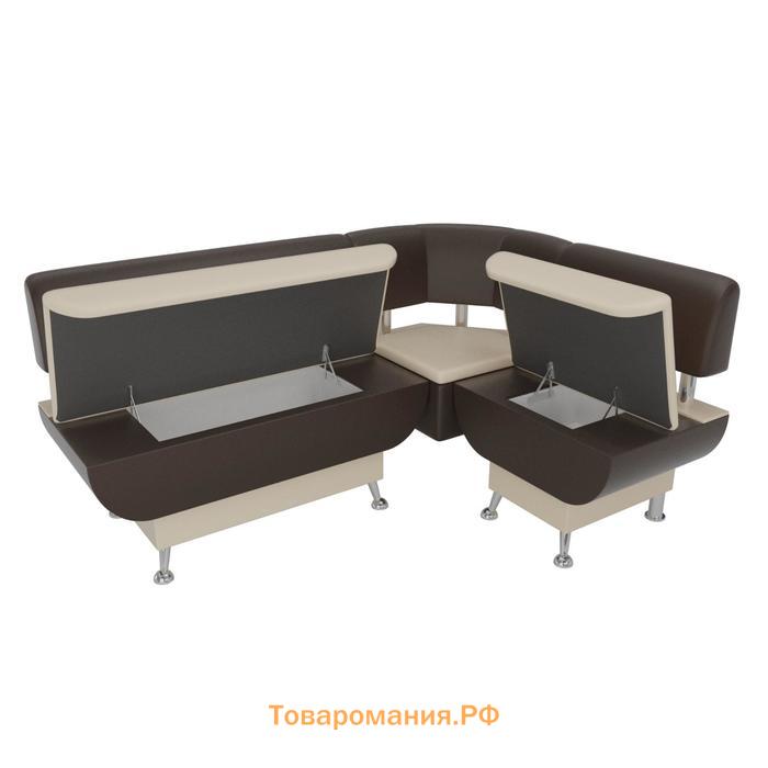 Кухонный угловой диван «Альфа», экокожа, цвет бежевый / коричневый