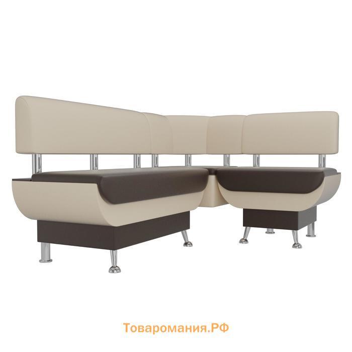Кухонный угловой диван «Альфа», экокожа, цвет коричневый / бежевый