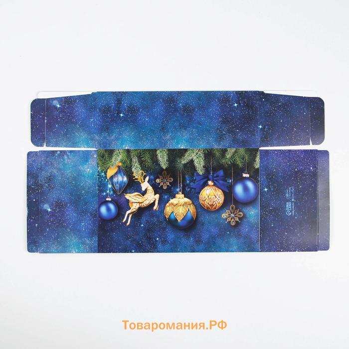 Складная новогодняя коробка-конфета «Новогодние игрушки», 9,3 х 14,6 х 5,3 см, Новый год