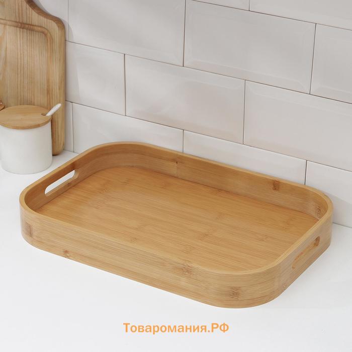 Поднос с ручками  Striata, 40×28×4.5 см, бамбук