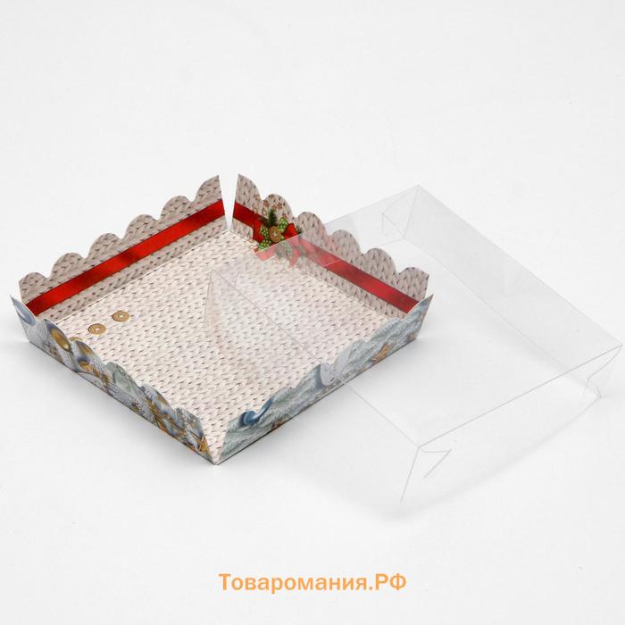 Коробочка для печенья «Новогодние игрушки», 12×12×3 см