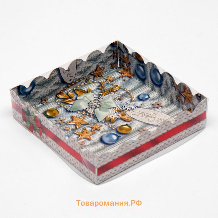 Коробочка для печенья «Новогодние игрушки», 12×12×3 см