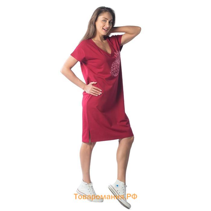 Платье женское, размер 52, цвет бордовый