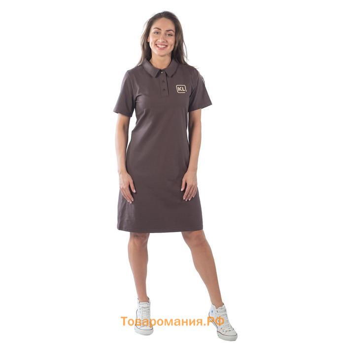 Платье-поло женское, размер 46, цвет коричневый