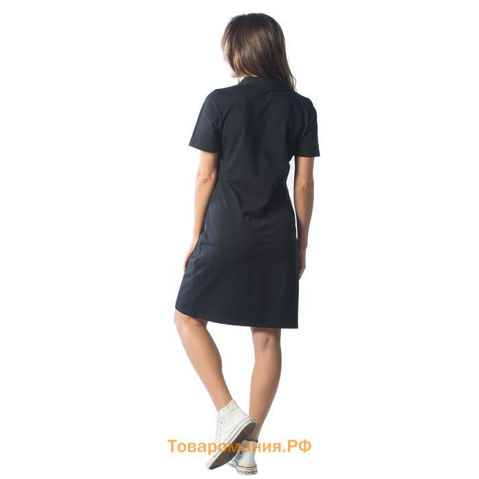 Платье-поло женское бокал, размер 44, цвет чёрный