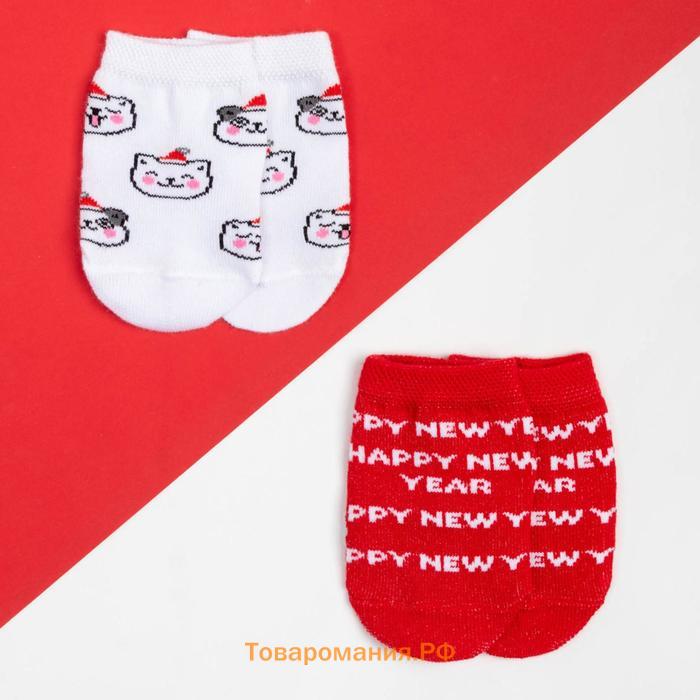 Набор новогодних детских носков Крошка Я «Киса», 2 пары, 8-10 см