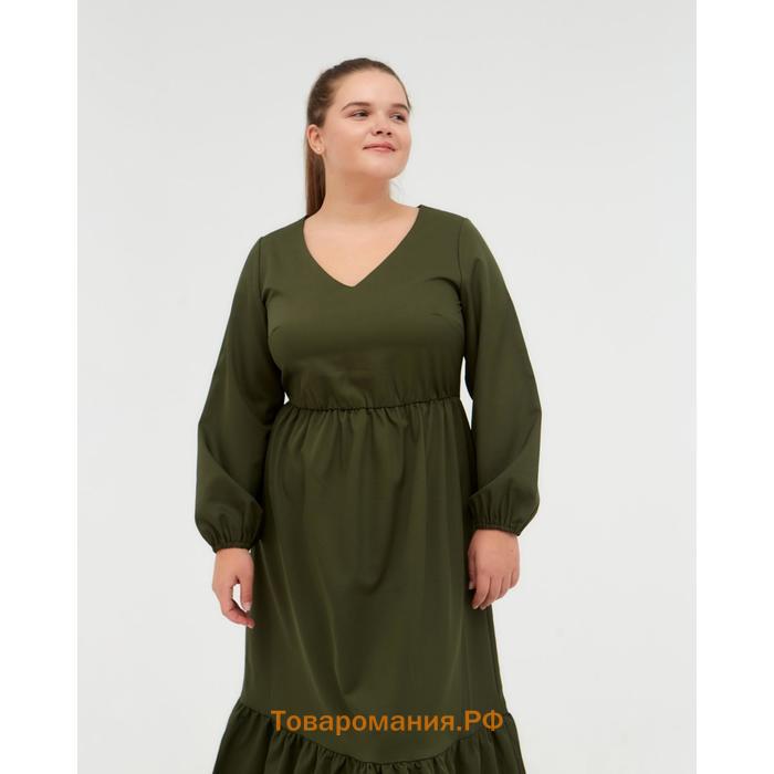 Платье женское миди MIST plus-size, р.52, хаки