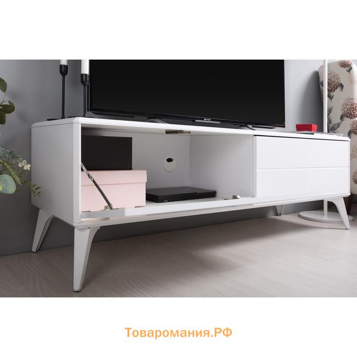 Тумба под ТВ «Спейс 13.64», 1400×432×457 мм, МДФ, цвет белый / белый глянец