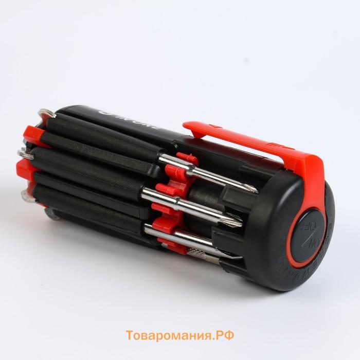 Фонарь многофункциональный, мультитул 8 в 1 "100 % Мужик", 12×4 см, 3 ААА