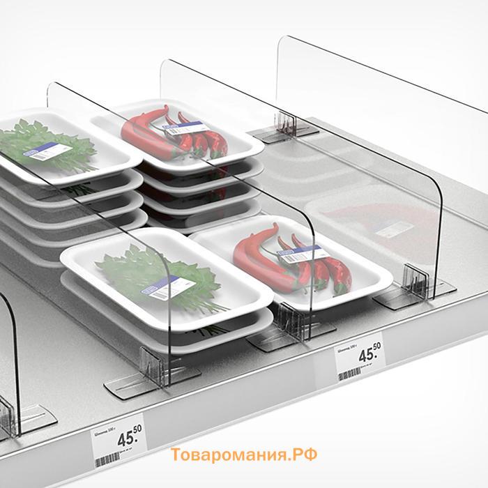 Клипса Т-образная для крепления пластиковых разделителей, 100×40×32 мм, прозрачная