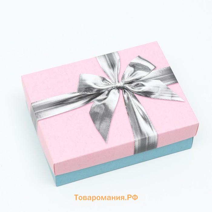 Подарочная коробка «Серебряный бант», 16.5×12.5×5.2 см