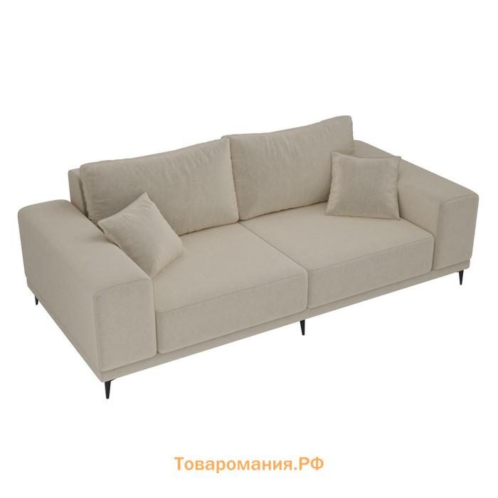 Прямой диван «Льюес», без механизма, микровельвет, цвет бежевый