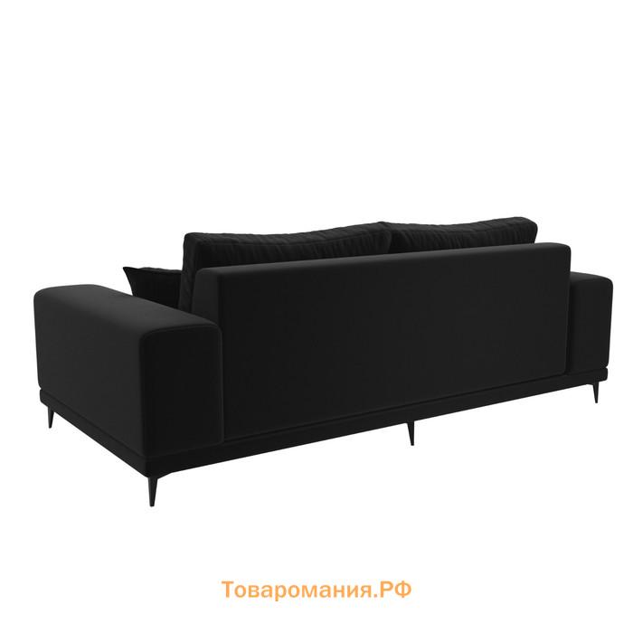 Прямой диван «Льюес», без механизма, микровельвет, цвет чёрный