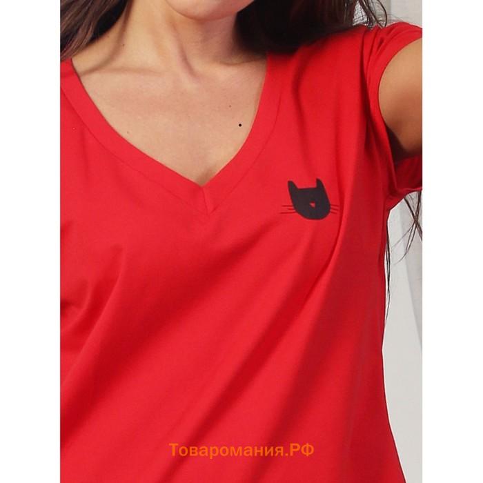 Платье женское « КОТ», размер 44, цвет красный
