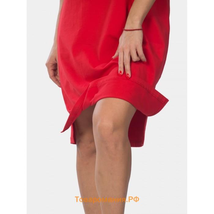 Платье женское « КОТ», размер 56, цвет красный