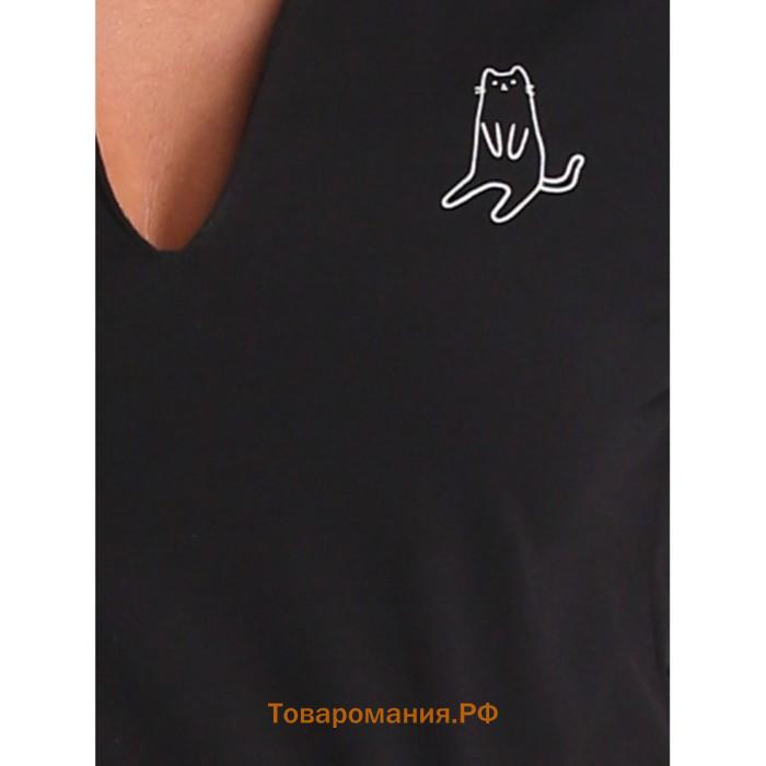 Платье женское « котик», размер 48, цвет чёрный