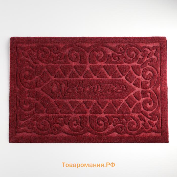 Коврик придверный  Welcome, вензеля, влаговпитывающий, без окантовки, 38×59 см, МИКС