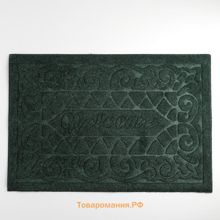 Коврик придверный  Welcome, вензеля, влаговпитывающий, без окантовки, 38×59 см, МИКС