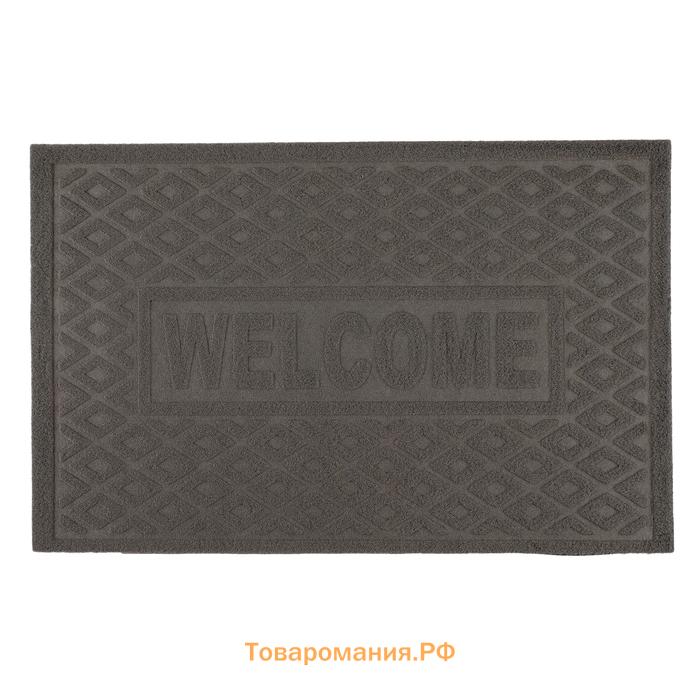 Коврик придверный  Welcome, ромбы, влаговпитывающий, без окантовки, 38×58 см, МИКС