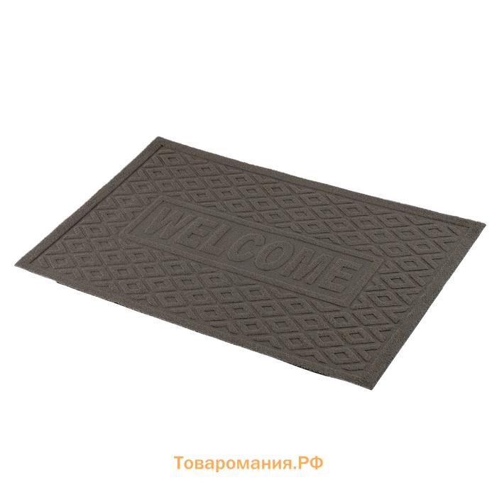Коврик придверный  Welcome, ромбы, влаговпитывающий, без окантовки, 38×58 см, МИКС