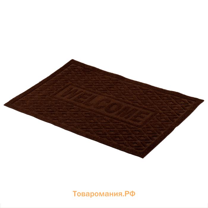 Коврик придверный  Welcome, ромбы, влаговпитывающий, без окантовки, 38×58 см, МИКС