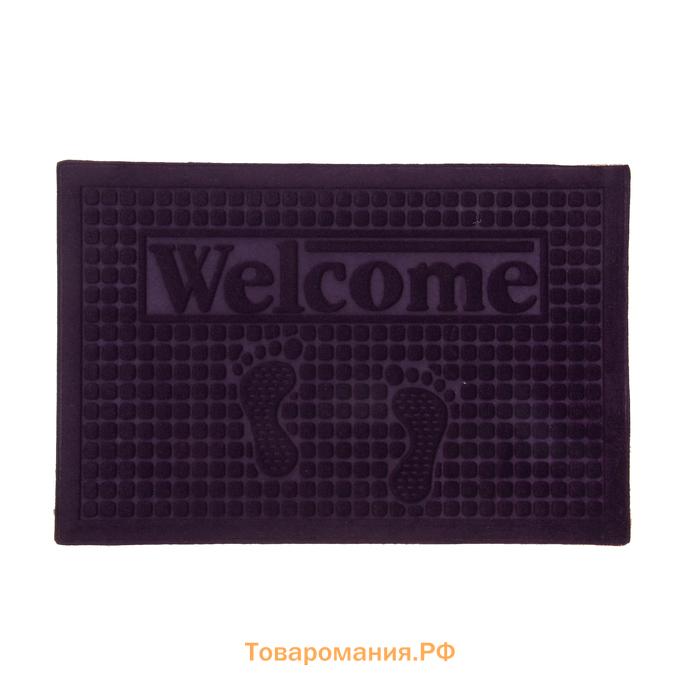 Коврик придверный  «Следочки Welcome», влаговпитывающий, без окантовки, 40×60 см, МИКС