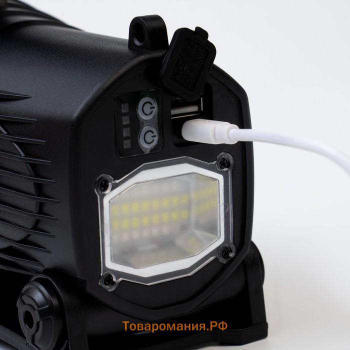 Фонарь светодиодный аккумуляторный ручной, 4000 мАч, 25 Вт, 1500 лм, LED, USB, IP45