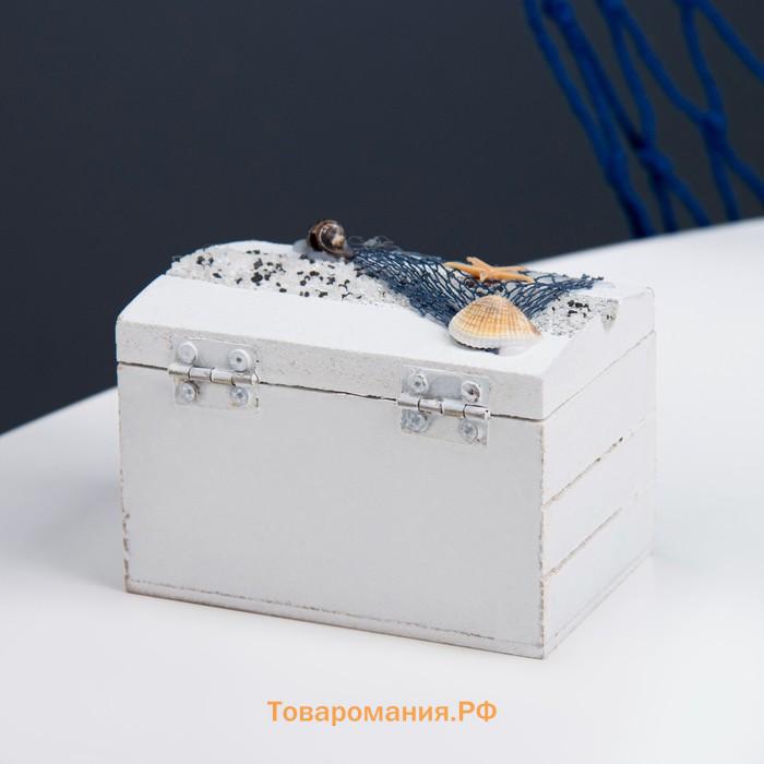 Деревянная шкатулка для украшений «Море» 9×6×6 см