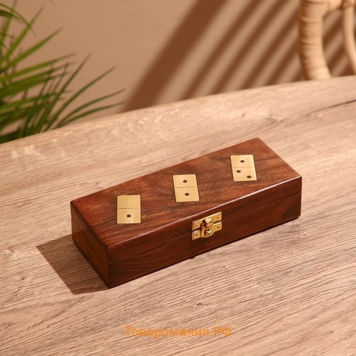 Игра настольная «Домино», в шкатулке, 20×7.5×5 см, дерево шишам