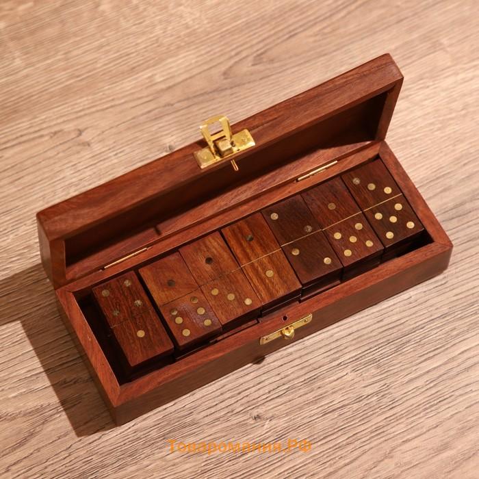 Игра настольная «Домино», в шкатулке, 20×7.5×5 см, дерево шишам