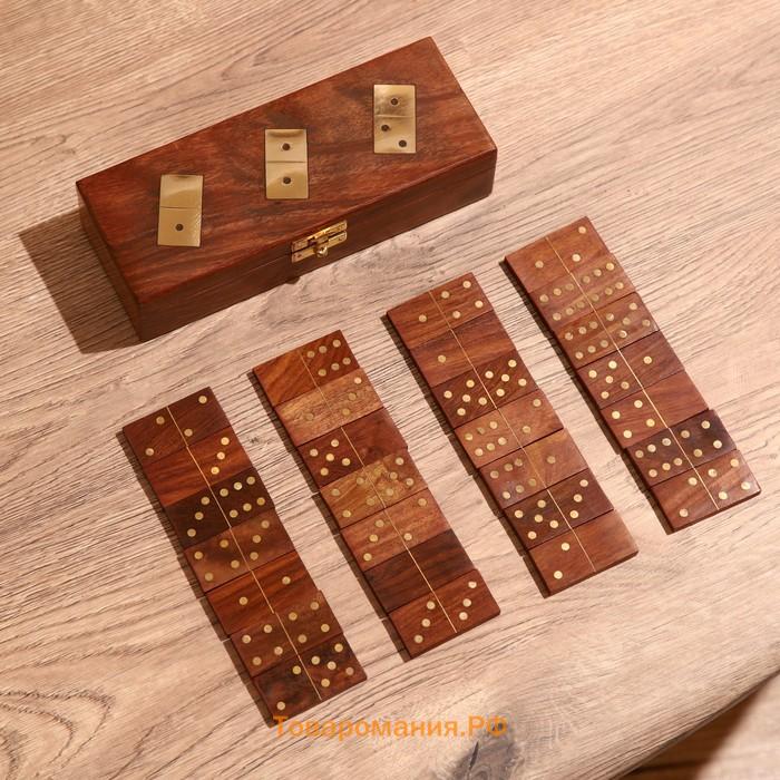 Игра настольная «Домино», в шкатулке, 20×7.5×5 см, дерево шишам