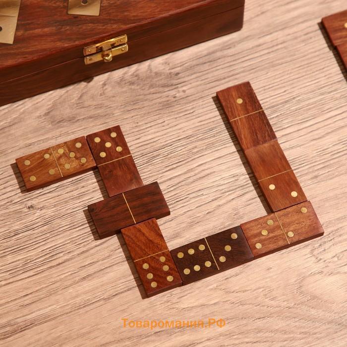 Игра настольная «Домино», в шкатулке, 20×7.5×5 см, дерево шишам
