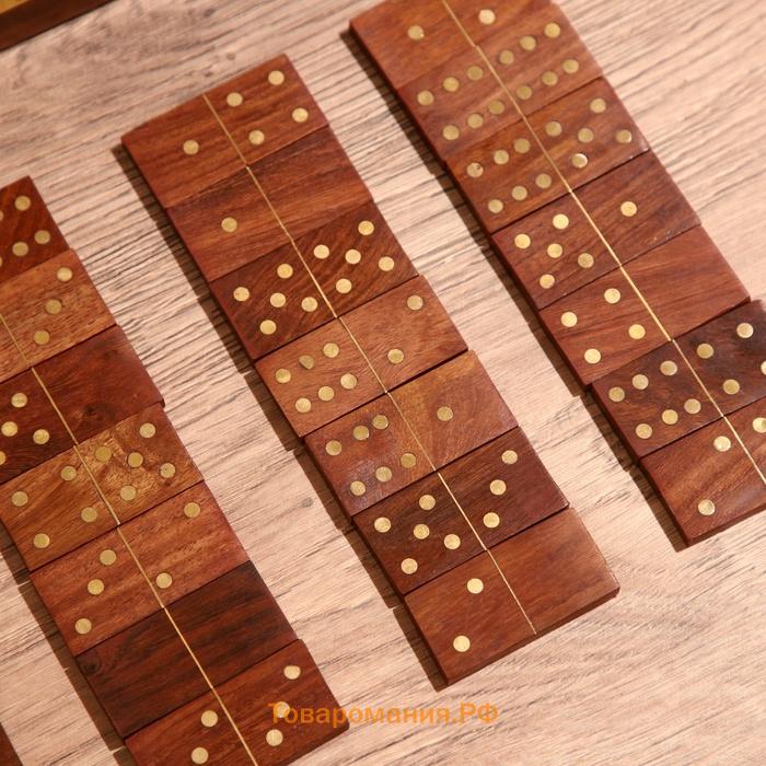 Игра настольная «Домино», в шкатулке, 20×7.5×5 см, дерево шишам