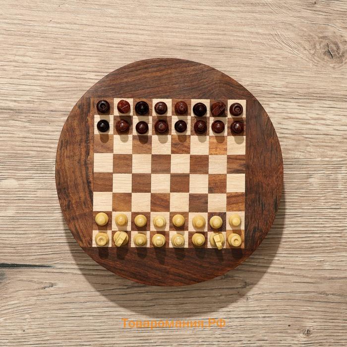 Шахматы круглые, доска 15×15 см, дерево шишам