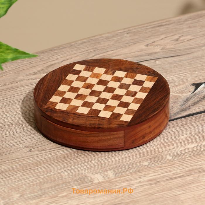 Шахматы круглые, доска 15×15 см, дерево шишам