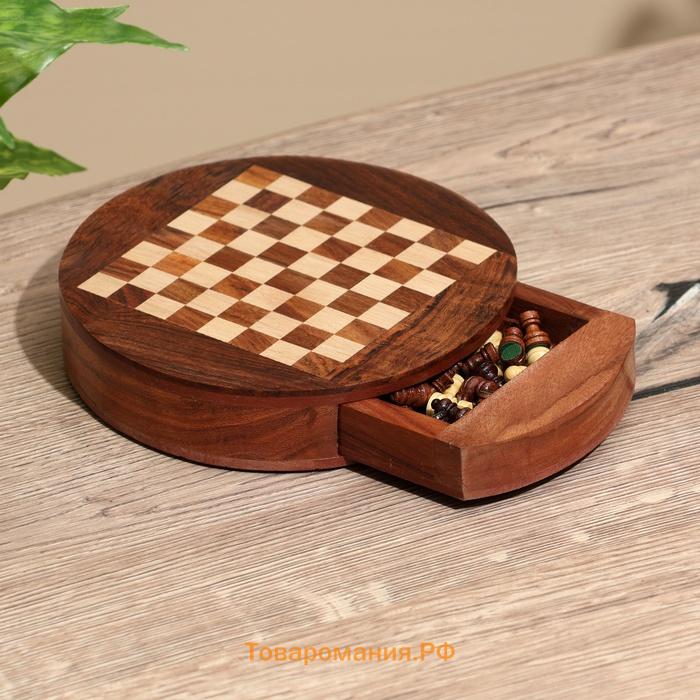 Шахматы круглые, доска 15×15 см, дерево шишам