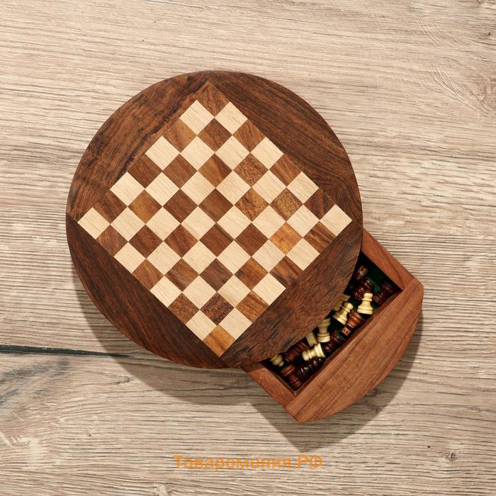 Шахматы круглые, доска 15×15 см, дерево шишам