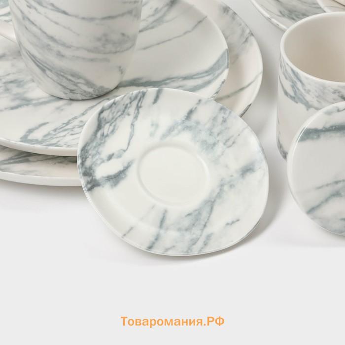 Тарелки Magistro Real Marble, d=26 см, набор 2 шт, фарфор, белые