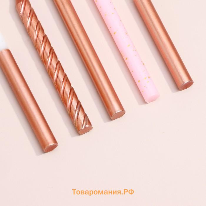 Свеча для торта «Розовая вечеринка», 12 шт., 8 см, белый и розовый металлик