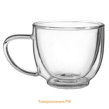 Кружка с двойными стенками Magistro «Дуо», 200 мл, 12×8.5×7.5, стекло