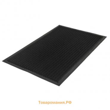 Коврик придверный влаговпитывающий, ребристый, «Стандарт», 60×90 см, чёрный