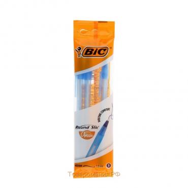 Набор ручек шариковых 3 штуки BIC "Round Stic Classic", узел 1.0 мм, среднее письмо, синие чернила