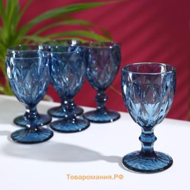 Бокалы для вина Magistro «Круиз», 250 мл, 8×15.3 см, стекло, набор 6 шт., синие