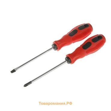 Набор отверток ЛОМ, магнит, двухкомпонентные рукоятки, PH1 и SL5×75 мм, 2 шт.