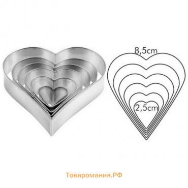 Формочки Tescoma Delicia «Сердца», нержавеющая сталь, 6 шт